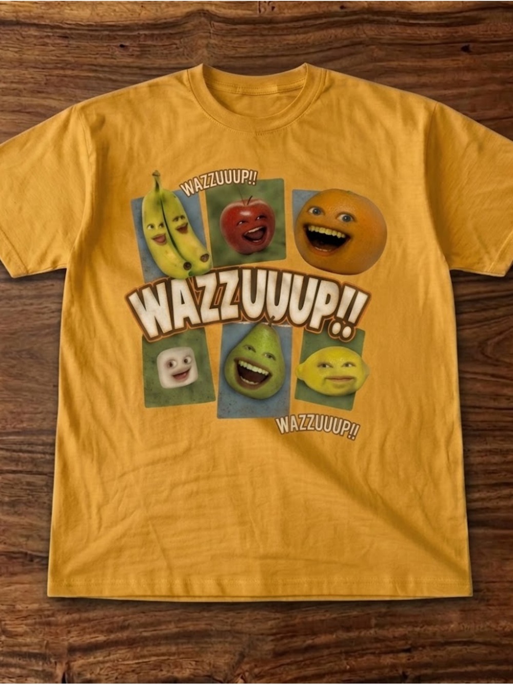 Gildan Wazzuuup!! Yellow Women Short Sleeve Tee
